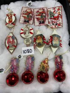 lot 1080 image: Lot of 12 Santa Christmas Ornaments