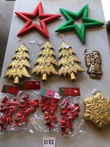 lot 1088 image: 11 large Christmas ornaments star tree ribbon