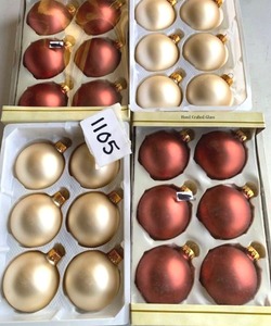 lot 1105 image: Lot of 24 Maroon and Creme Glass Ball Christmas Ornaments