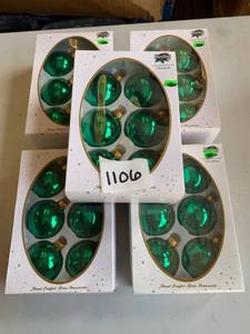 lot 1106 image: Lot of 30 Green Glass Ball Christmas Ornaments