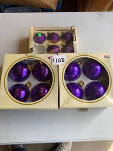 lot 1108 image: Lot of 13 Purple Glass Ball Christmas Ornaments