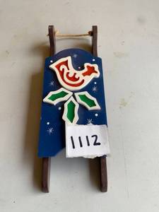 lot 1112 image: Wooden Christmas Sled Decoration