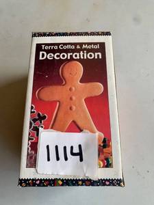 lot 1114 image: Christmas Terra Cotta & Metal Gingerbread Man Devore
