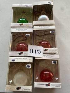 lot 1115 image: Lot of 6 Birthstone Angel Christmas Ornaments