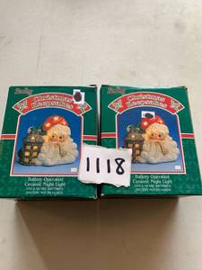 lot 1118 image: 2 Christmas Santa Battery Operated Ceramic Night Lighta