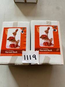 lot 1119 image: 2 7-14�� Ceramic Harvest Duck Decorations