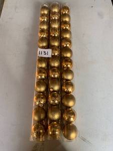 lot 1131 image: Lot of 36 Gold Glass Ball Christmas Ornaments