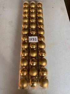 lot 1132 image: Lot of 36 Gold Glass Ball Christmas Ornaments