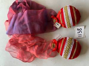 lot 1138 image: 2 Red Cloth Christmas Streamers