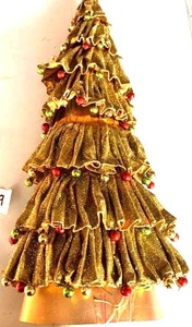 lot 1139 image: Golden Tree Shaped Christmas Tree Topper