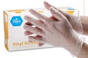 lot 11581 image: MedPride Vinyl Exam Gloves, Powder-Free, Small, Box of 100