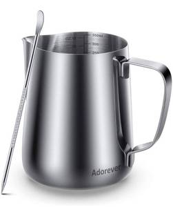 lot 11603 image: Milk Frothing Pitcher 350ml 600ml 900ml 1500ml 2000m(12oz 20oz 32oz 50oz 66oz)Steaming Pitchers Stainless Steel Milk Coffee Cappuccino Latte Art Barista Steam Pitchers Milk Jug Cup with Decorating Pen