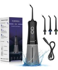 lot 11606 image: Water Flossing Cordless, Oral Irrigator for Teeth Care, Portable Water Teeth Cleaner with DIY Mode and 3 Replacement Jets, IPX7 Waterproof Electric Dental Flosser Pick for TravelHomeBraces (Black)