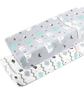 lot 11636 image: Stretchy Changing Pad Covers for Boys Girls ,2 Pack Jersey Knit ,Elephant & Whale