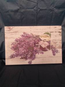 lot 11709 image: BATHROOM PURPLE LAVENDER WALL DECORATION 16�24