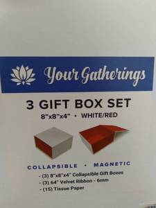 lot 11757 image: YOUR GATHERING 3 GIFTS BOX SET WHITERED COLLAPSIBLE MAGNETIC (X002BZ06J9)