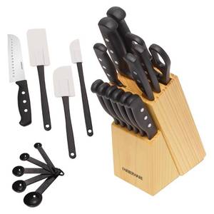 lot 11832 image: Farberware 22 Piece Never Needs Sharpening Triple Riveted Knife Block Set