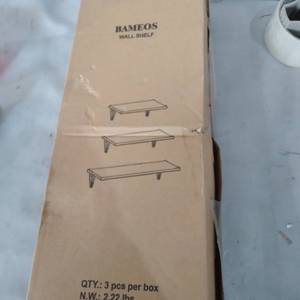 lot 11840 image: BAMEOS BAMBOO FLOATING SHELFS (3), 17.2X6.0X2.6IN