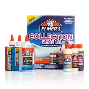 lot 11860 image: Elmer��s Collection Slime Kit Supplies Include Translucent & Metallic Glue, Glow in the Dark & Confetti Magical Liquid Activator, 6 Count