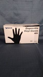 lot 15019 image: WOSTAR DISPOSABLE VINYL GLOVES (X002TNWM1R) BLACK 100 PIECES ( V2000)