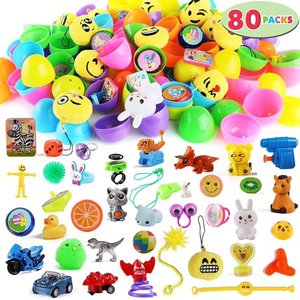 lot 15037 image: 80 Packs Filled Easter Eggs with Novelty Toys and Stickers, 2 38 80 Bright Colorful Easter Eggs for Easter Party Favors, Easter Egg Hunt, Easter Basket Stuffers, Classroom Events
