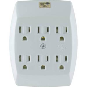 lot 15044 image: GE - 6-Outlet Grounded Tap - White