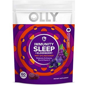 lot 17019 image: Olly Immunity Sleep Gummy, Melatonin, Elderberry, Echinacea, Zinc and Vitamin C, Chewable Supplement, Sleep Aid, 60 Count