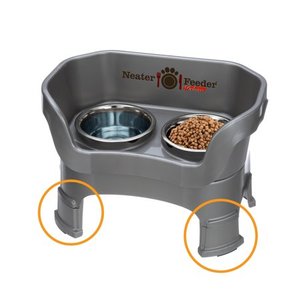 lot 17026 image: Neater Pets Neater Feeder Deluxe With Leg Extensions Mess-Proof Elevated Food & Water Bowls for Medium Dogs, Gunmetal