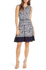 lot 17206 image: Womens Eliza J Print Fit & Flare Sweater Dress, Size Small - Blue