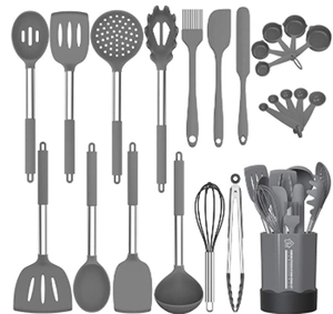 lot 11621 image: FUNGUN 24 PIECES KITCHEN COOKING UTENSIL SET GRAY ( FUNGUN-020)