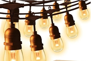 lot 11827 image: LED OUTDOOR STRING LIGHTS-PATIO LIGHTS AVEVA, 48FT, 2100K-95 COLOR RENDERING INDEX IP65 STRING LIGHTS OUTDOOR WATERPROOF, SHATTERE PROOF, 12V