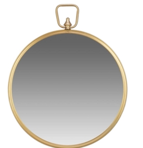 lot 17073 image: 24 ROUND METAL WALL MIRROR WITH HANGING HANDLE , GOLD COLOR
