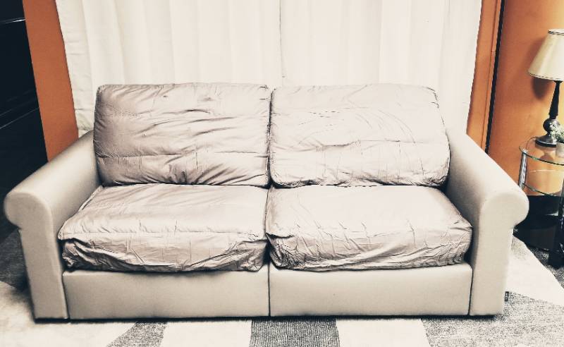 lot 107 image: Modular Loveseat 2 Seats  4 Roll Arm SidesBacks Retail $2,250 (6 Boxes) Tan