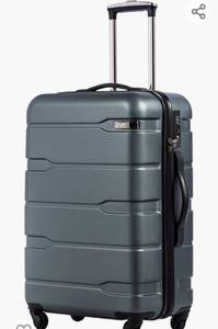 lot 592 image: Coolife Luggage Expandable(only 28) Suitcase PCABS Spinner Built-In TSA lock 20in 24in 28in Carry on