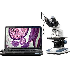 lot 620 image: AmScope B120C-E1 Siedentopf Binocular Compound Microscope, 40X-2500X Magnification, LED Illumination, Abbe Condenser, Two-Layer Mechanical Stage, 1.3MP Camera and Software Windows XPVista7810