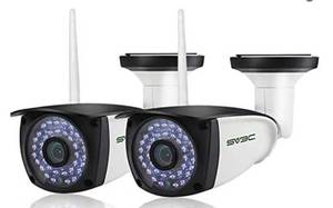 lot 633 image: 2 Pack WiFi Security Cameras Outdoor, SV3C 1080P Two Way Audio IP Cameras, Motion Detection Outside Onvif Surveillance Camera, IP66 Waterproof Indoor Exterior Cam, Support Max 128GB SD Card Record