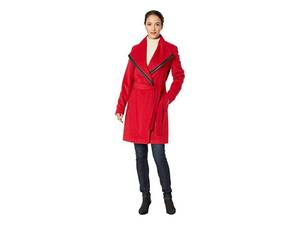 lot 652 image: Womens Calvin Klein Wool Blend Wrap Trench, Size 4 - Red