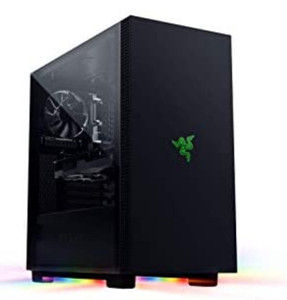 lot 669 image: Razer Tomahawk ATX Mid-Tower Gaming Chassis Dual-Sided Tempered Glass Swivel Doors, Ventilated Top Panel, Chroma RGB Underglow Lighting, Built-in Cable Management, Classic Black