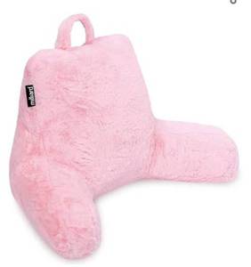 lot 731 image: Milliard Reading Pillow with Shredded Memory Foam for Kids, Sit Up Floor Gaming Chair Bed Pillow with Faux Fur Washable Cover ��14x13 inches (Pink)