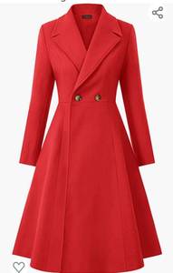 lot 746 image: CURLBIUTY Women Swing Double Breasted Wool Pea Coat Winter Long Overcoat Jacket Size XL