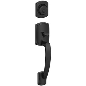 lot 756 image: Schlage F58-Grw Greenwich Single Cylinder Exterior Entrance Handleset From The F-Series