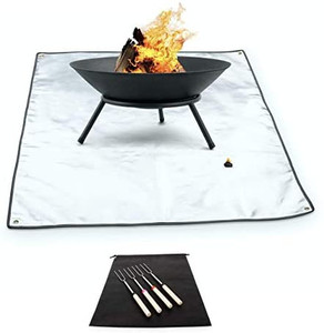 lot 2401 image: L&B Essentials Fire Pit Mat 40x40  Fireproof Mat for Under Fire Pit, Fire Resistant Mat, Grill Mat for Patio Fire pit and BBQ  Fire Pit Mat for Deck and Grass, Fire Pad, Ember Mat with Accessories