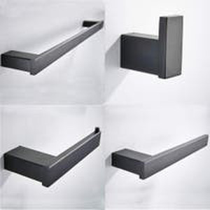 lot 2421 image: 4-Piece Matte Black Bathroom Hardware Set in Stainless Steel