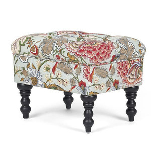 lot 2422 image: Adeco Ottoman Stool Tufted Foot Rest Fabric Floral Vanity Stool- Retail$81.99