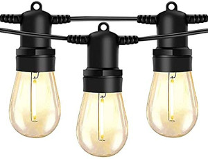 lot 2424 image: Outdoor LED String Lights Commercial Grade Weatherproof Patio Lights - Black- Retail$79.98