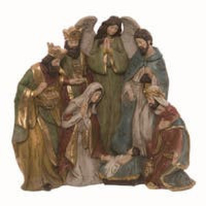 lot 2425 image: Transpac Resin Multicolor Christmas Vintage Style Nativity Decor