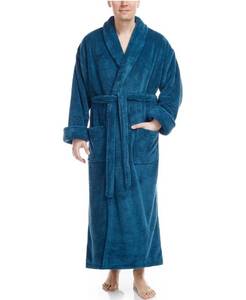lot 2432 image: Mens Shawl Collar Premium Fleece Bathrobe Turkish Soft Plush Robe with Full Ankle Length Options- Retail$99.99