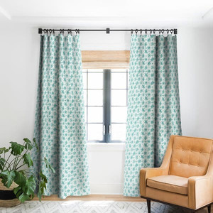 lot 2433 image: Deny Designs Shibori Teal Blackout Curtain Panel (2 Size Options)- Retail$79.98