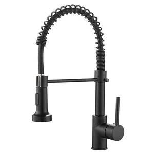lot 2434 image: Single Handle Pull-down Kitchen Faucet with Deck Plate Matte Black- Retail$108.99