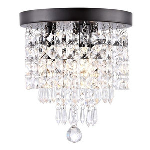 lot 5657 image: GetLedel 3-Light Crystal Flush Mount Chandelier - Bronze